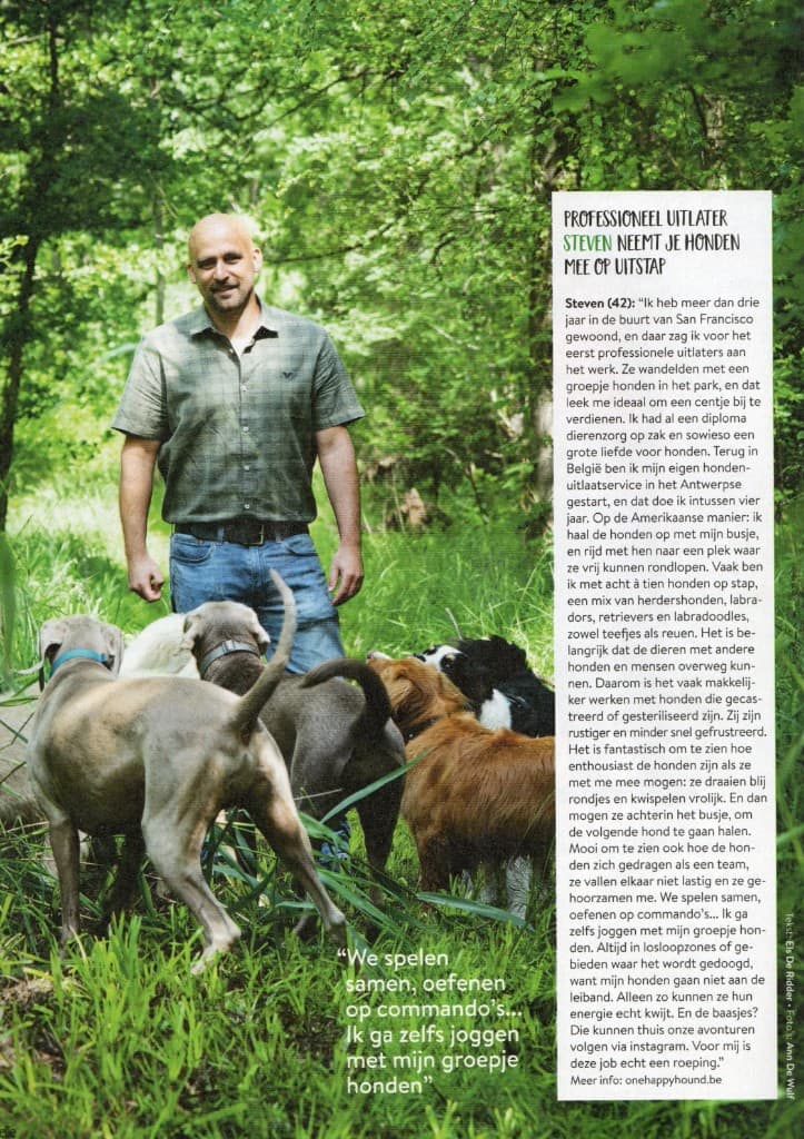 Reportage Steven en One Happy Hound in Libelle — professioneel hondenuitlater Vlaanderen